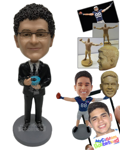 Businessman in Classy Formal Suit Having Some Soup Personalized Bobblehead Businessman in Classy Formal Suit Having Some Soup Personalized Bobblehead